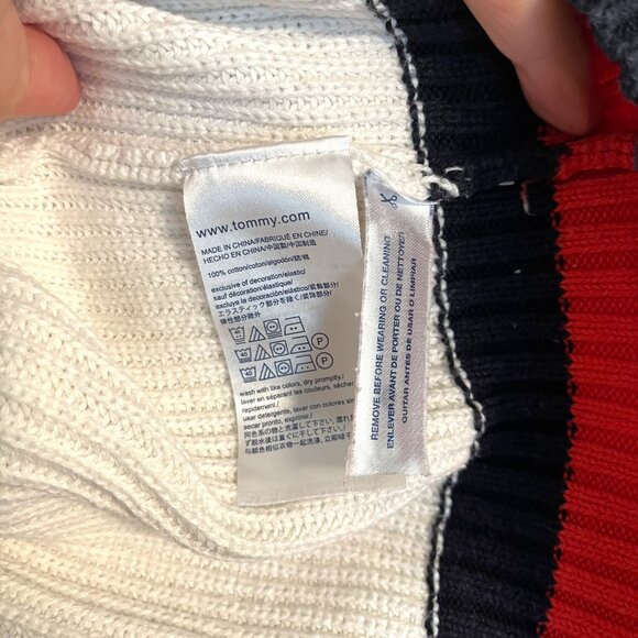 Tommy Hilfiger Varsity Stripe V-Neck Cotton Tennis Sweater - Picture 5 of 5